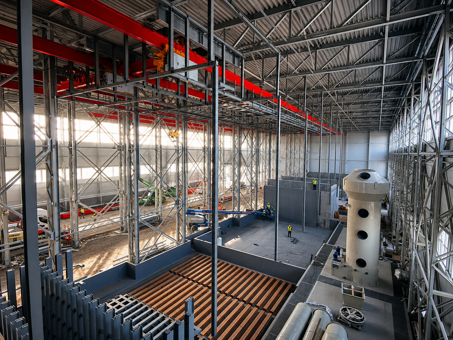 Commercial interior steel structure and industrial construction work
